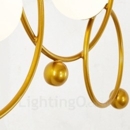 Plafonnier contemporain moderne à 3 lampes, plaqué cuivre, avec abat-jour en verre blanc