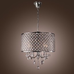 Lustre traditionnel classique en cristal et métal chromé