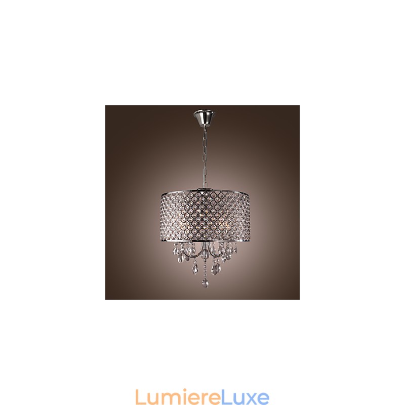 Lustre traditionnel classique en cristal et métal chromé