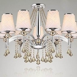 Lustre moderne contemporain en cristal et métal chromé