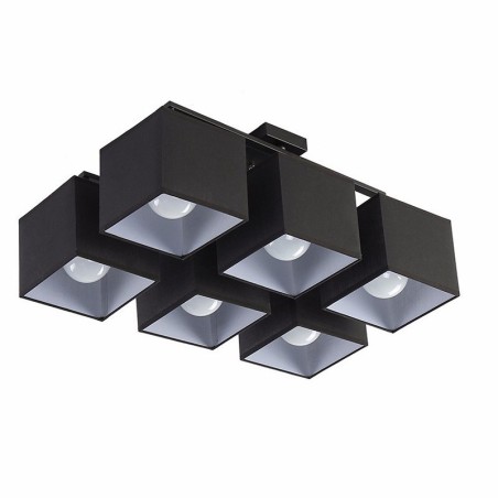 Plafonniers encastrés noirs modernes et contemporains à 6 lampes avec abat-jour en tissu Plafonniers encastrés noirs modernes et contemporains à 6 lampes avec abat-jour en tissu