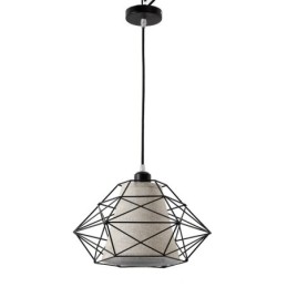 Suspension rétro vintage en fer noir avec abat-jour en tissu