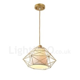 Suspension rétro vintage en fer noir avec abat-jour en tissu