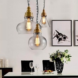 Lustre suspendu en métal de style mini contemporain moderne à 3 lumières