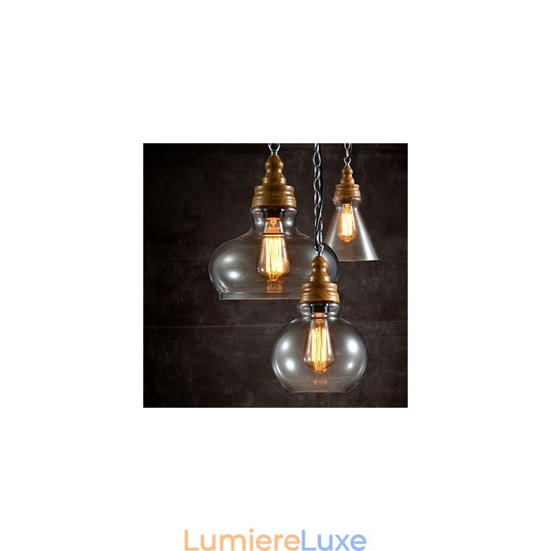 Lustre suspendu en métal de style mini contemporain moderne à 3 lumières