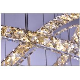 Plafonnier suspendu en cristal moderne à intensité variable, 3 couleurs de source lumineuse, 5 anneaux, Wi-Fi intelligent, lustre d'intérieur