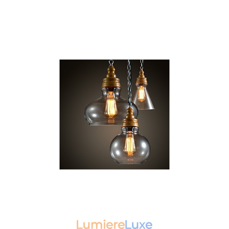Lustre suspendu en métal de style mini contemporain moderne à 3 lumières