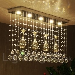 Plafonnier suspendu moderne en cristal à 5 lumières, luminaire d'intérieur