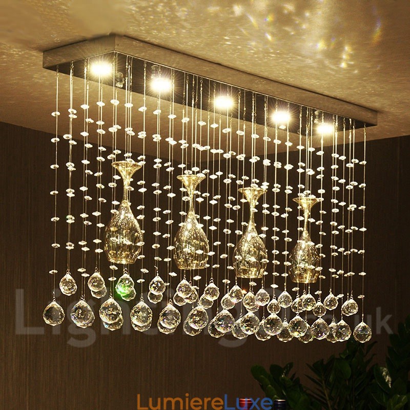Plafonnier suspendu moderne en cristal à 5 lumières, luminaire d'intérieur