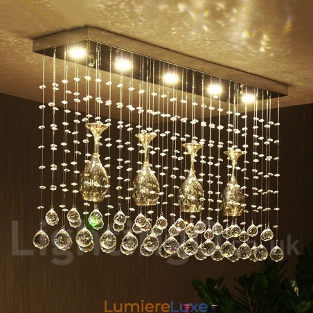 Plafonnier suspendu moderne en cristal à 5 lumières, luminaire d'intérieur Plafonnier suspendu moderne en cristal à 5 lumières, luminaire d'intérieur