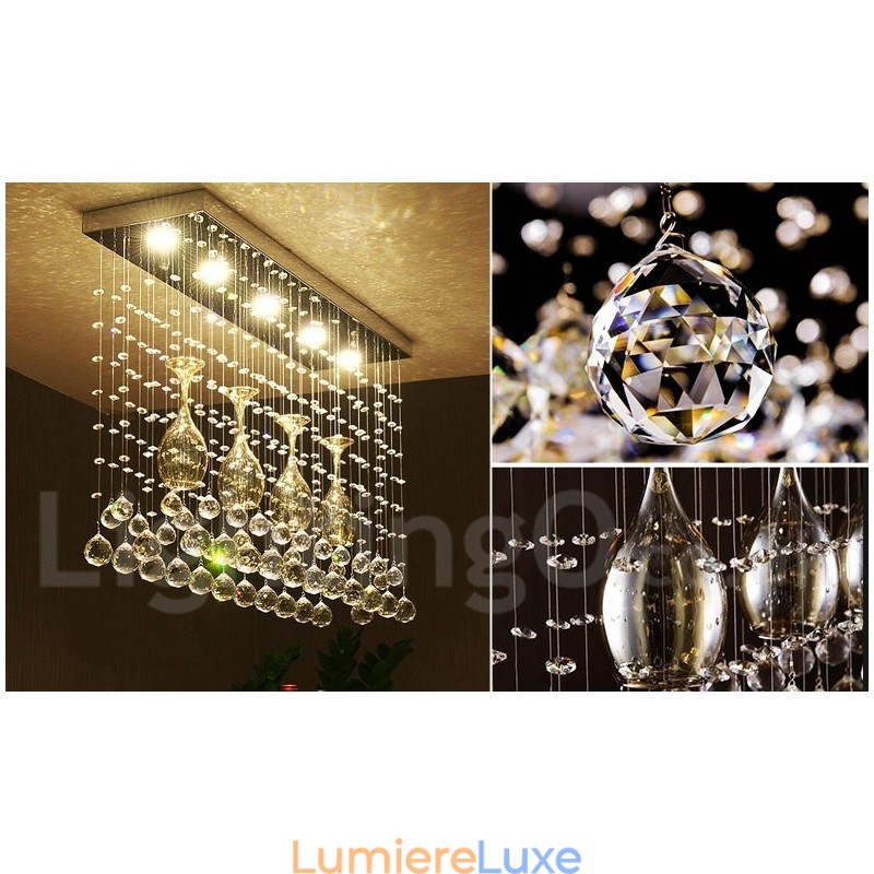 Plafonnier suspendu moderne en cristal à 5 lumières, luminaire d'intérieur
