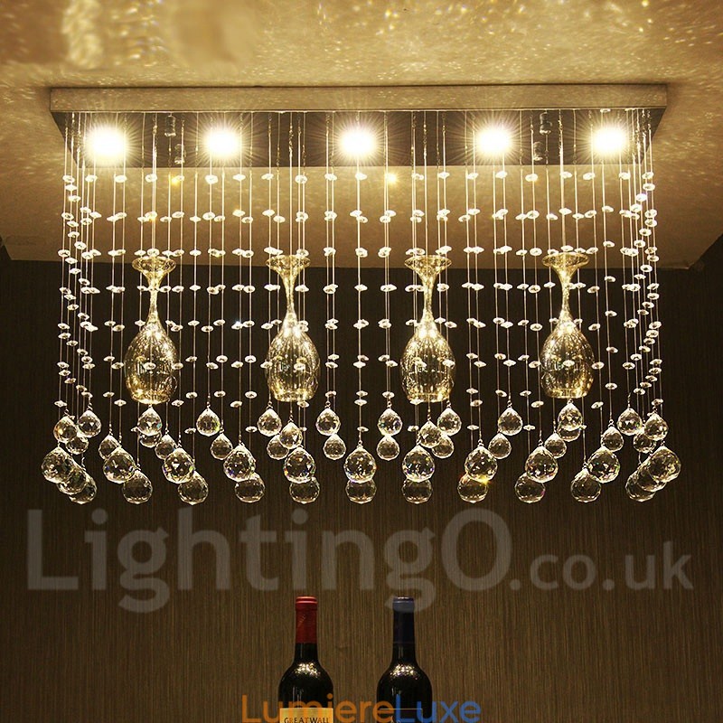 Plafonnier suspendu moderne en cristal à 5 lumières, luminaire d'intérieur