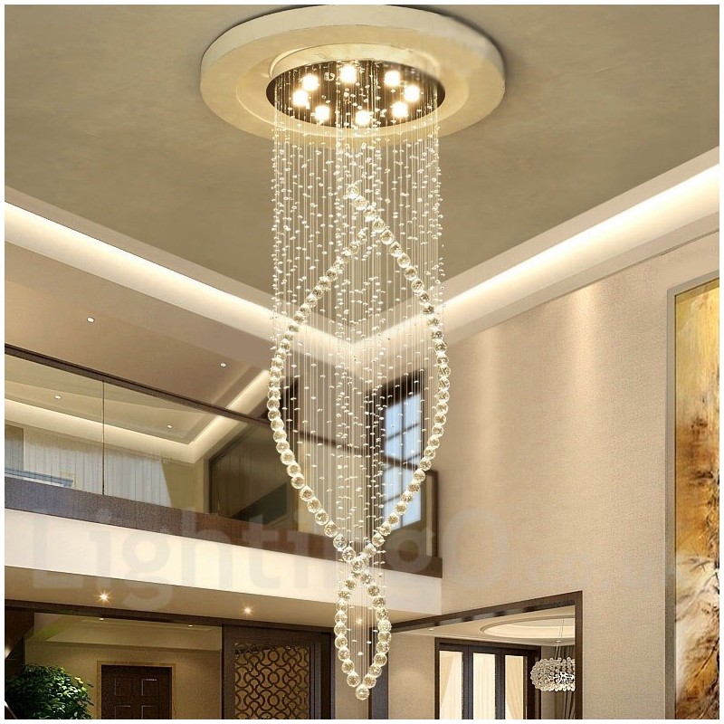 Plafonnier suspendu en cristal extra large et moderne, luminaire d'intérieur