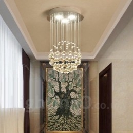 Plafonnier suspendu moderne en cristal à 3 lampes pour intérieur
