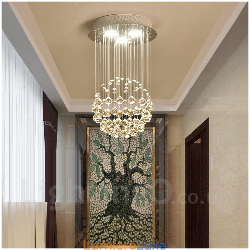 Plafonnier suspendu moderne en cristal à 3 lampes pour intérieur