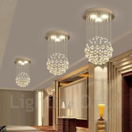 Plafonnier suspendu moderne en cristal à 3 lampes pour intérieur