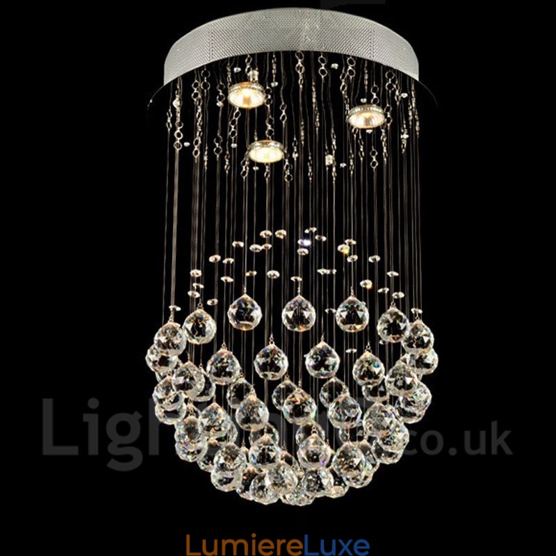 Plafonnier suspendu moderne en cristal à 3 lampes pour intérieur