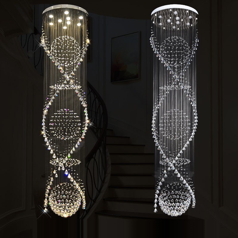 Plafonnier suspendu en cristal moderne extra long de 5 mètres, luminaire d'intérieur, luminaire décoratif de plafond
