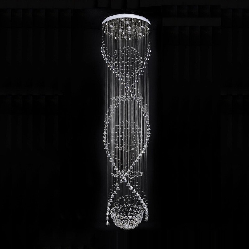 Plafonnier suspendu en cristal moderne extra long de 5 mètres, luminaire d'intérieur, luminaire décoratif de plafond
