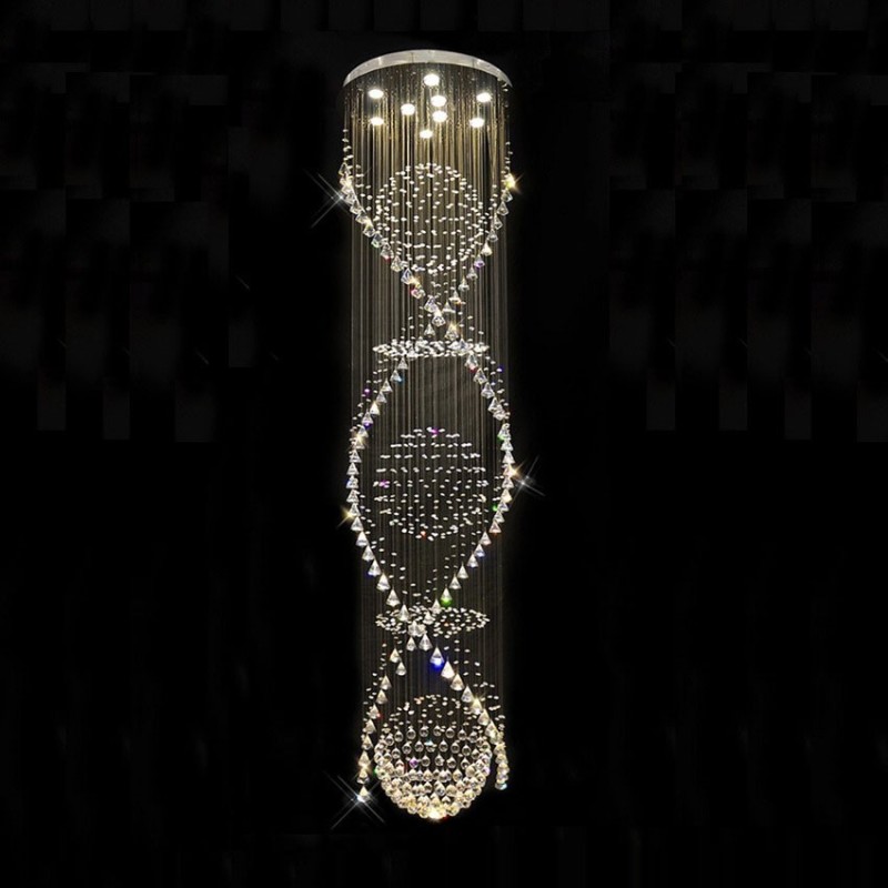 Plafonnier suspendu en cristal moderne extra long de 5 mètres, luminaire d'intérieur, luminaire décoratif de plafond