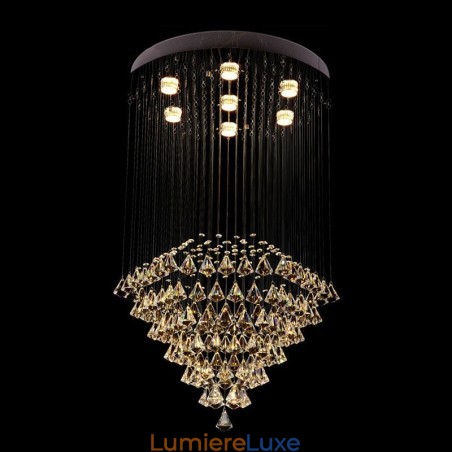Plafonnier suspendu moderne en cristal à 7 lumières, luminaire d'intérieur Plafonnier suspendu moderne en cristal à 7 lumières, luminaire d'intérieur