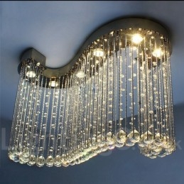 Plafonnier suspendu moderne en cristal à 6 lumières, luminaire d'intérieur