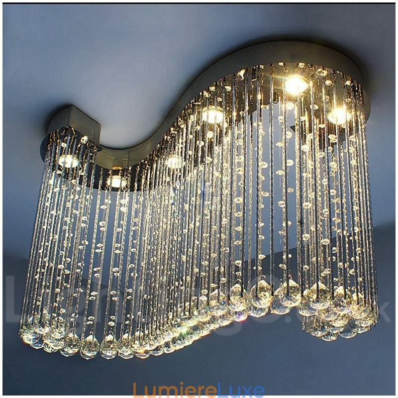 Plafonnier suspendu moderne en cristal à 6 lumières, luminaire d'intérieur