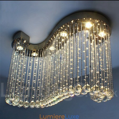 Plafonnier suspendu moderne en cristal à 6 lumières, luminaire d'intérieur Plafonnier suspendu moderne en cristal à 6 lumières, luminaire d'intérieur