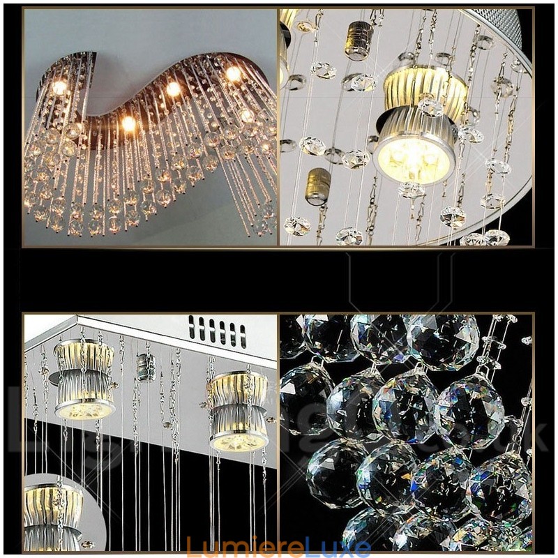Plafonnier suspendu moderne en cristal à 6 lumières, luminaire d'intérieur