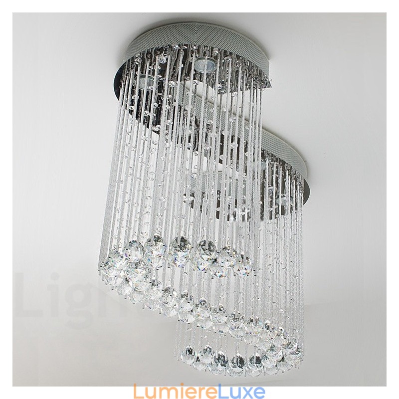 Plafonnier suspendu moderne en cristal à 6 lumières, luminaire d'intérieur