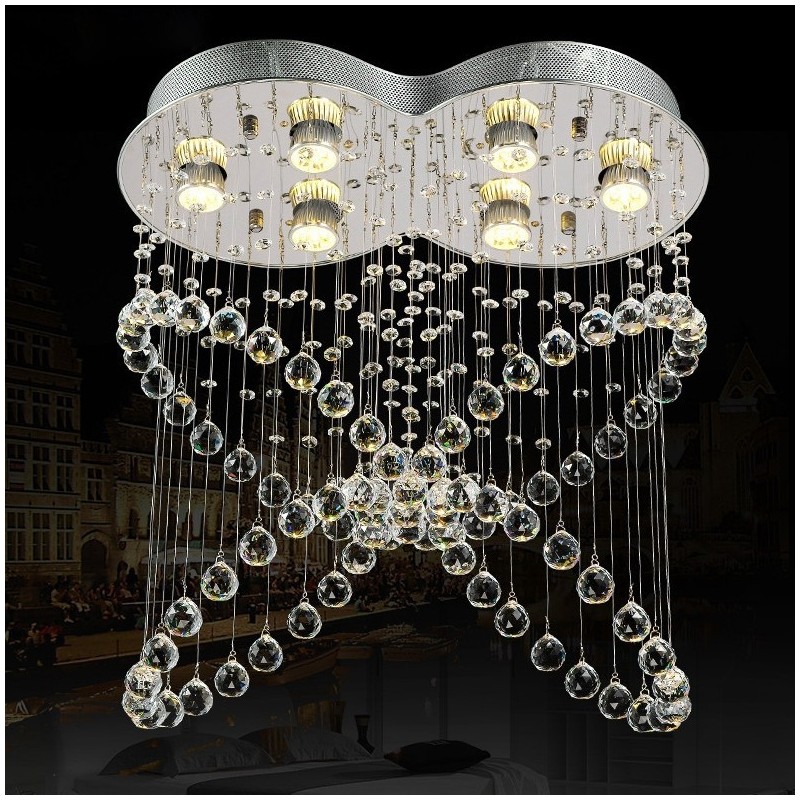 Plafonnier suspendu moderne en cristal à 6 lumières, luminaire d'intérieur
