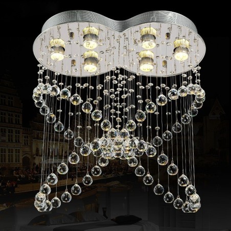 Plafonnier suspendu moderne en cristal à 6 lumières, luminaire d'intérieur Plafonnier suspendu moderne en cristal à 6 lumières, luminaire d'intérieur