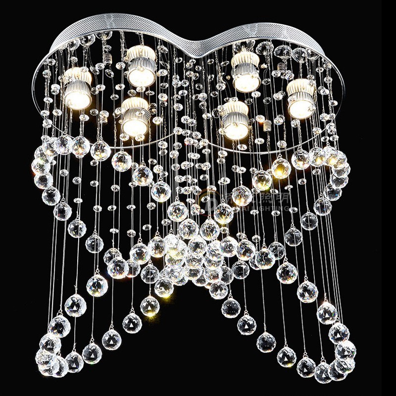 Plafonnier suspendu moderne en cristal à 6 lumières, luminaire d'intérieur