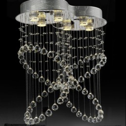 Plafonnier suspendu moderne en cristal à 6 lumières, luminaire d'intérieur