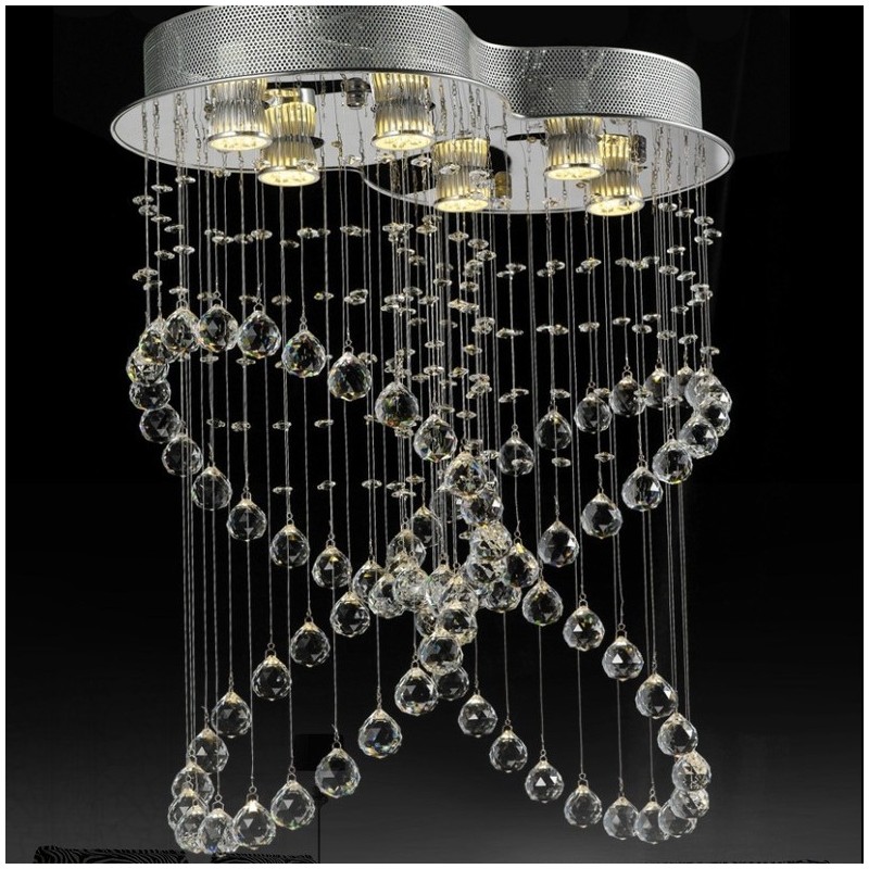 Plafonnier suspendu moderne en cristal à 6 lumières, luminaire d'intérieur