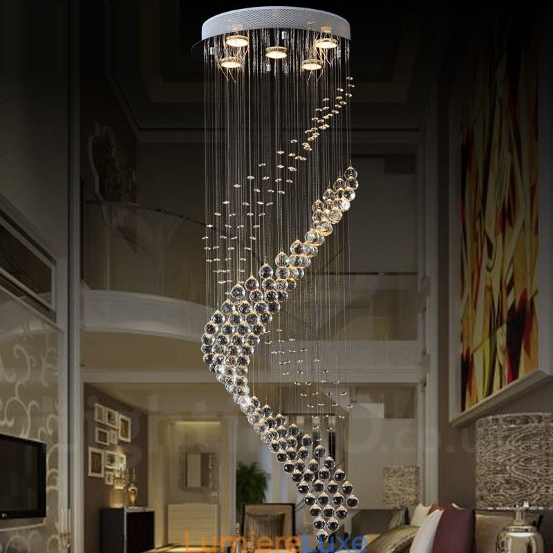Plafonnier suspendu moderne en cristal à 5 lumières, luminaire d'intérieur