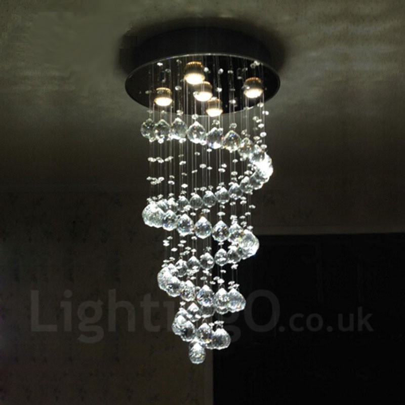 Plafonnier suspendu moderne en cristal à 5 lumières, luminaire d'intérieur