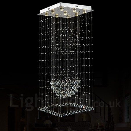 Plafonnier suspendu moderne en cristal à 9 lumières, luminaire d'intérieur Plafonnier suspendu moderne en cristal à 9 lumières, luminaire d'intérieur