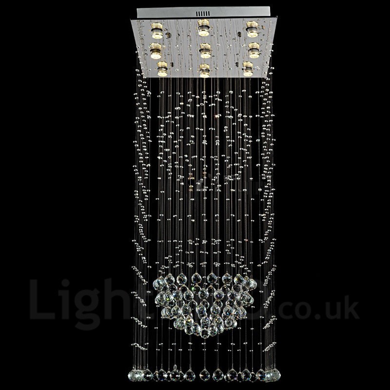 Plafonnier suspendu moderne en cristal à 9 lumières, luminaire d'intérieur