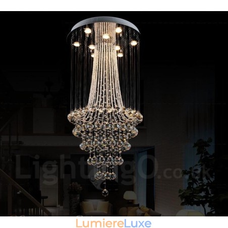 Plafonnier suspendu moderne en cristal à 9 lumières, luminaire d'intérieur Plafonnier suspendu moderne en cristal à 9 lumières, luminaire d'intérieur