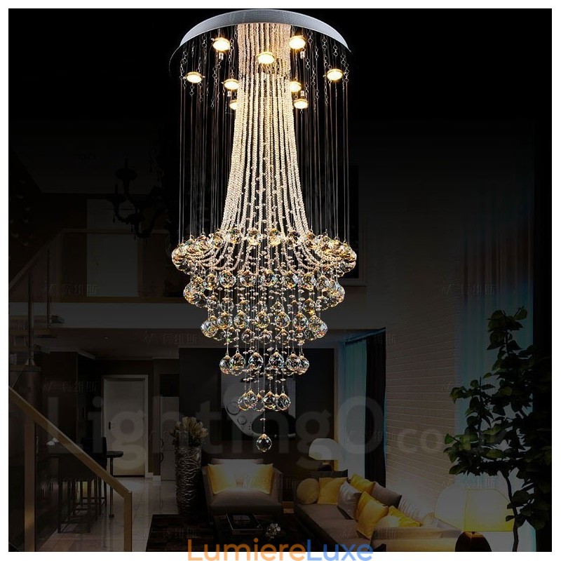 Plafonnier suspendu moderne en cristal à 9 lumières, luminaire d'intérieur