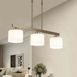 Lustre d'intérieur moderne à 3 lumières, design chromé, luminaire suspendu avec abat-jour en verre