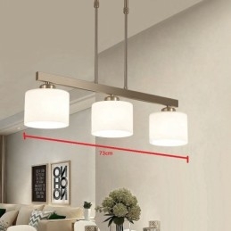 Lustre d'intérieur moderne à 3 lumières, design chromé, luminaire suspendu avec abat-jour en verre