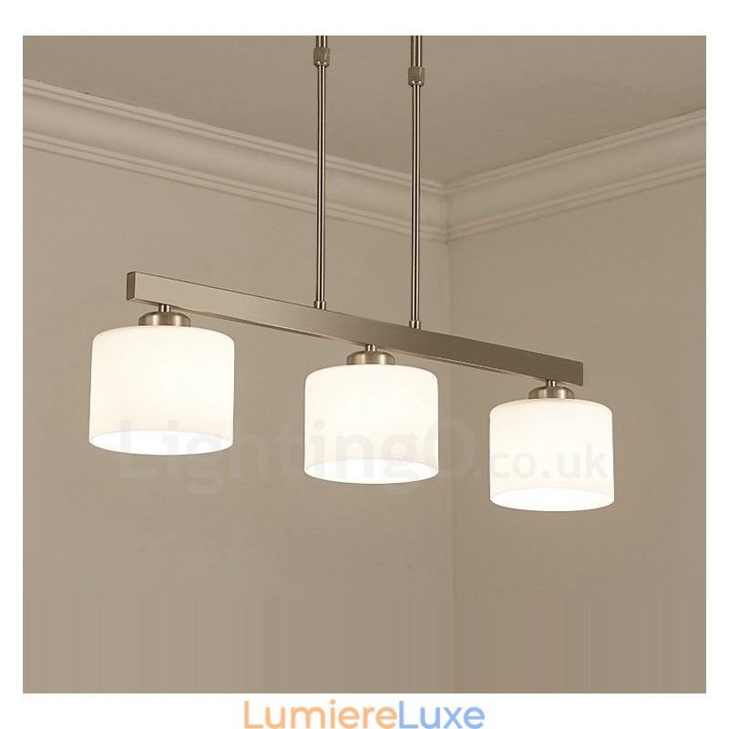 Lustre d'intérieur moderne à 3 lumières, design chromé, luminaire suspendu avec abat-jour en verre