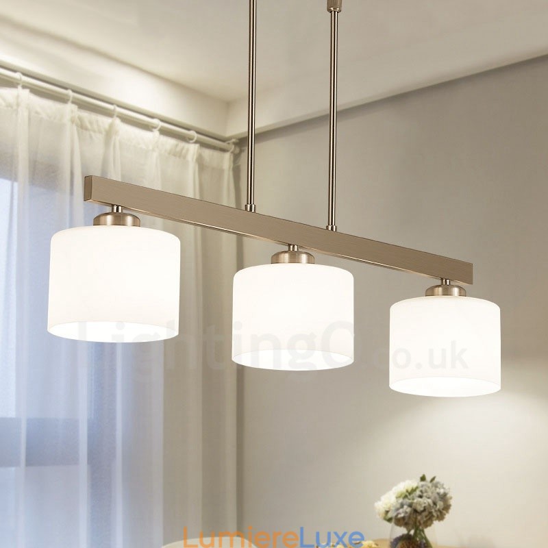 Lustre d'intérieur moderne à 3 lumières, design chromé, luminaire suspendu avec abat-jour en verre