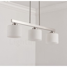 Lustre d'intérieur moderne à 3 lumières, design chromé, luminaire suspendu avec abat-jour en verre