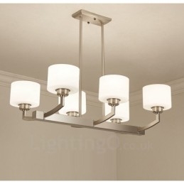 Lustre d'intérieur moderne à 6 lampes, design chromé, avec abat-jour en verre