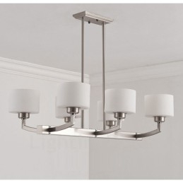 Lustre d'intérieur moderne à 6 lampes, design chromé, avec abat-jour en verre
