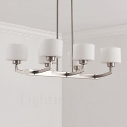 Lustre d'intérieur moderne à 6 lampes, design chromé, avec abat-jour en verre