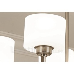 Lustre d'intérieur moderne à 6 lampes, design chromé, avec abat-jour en verre